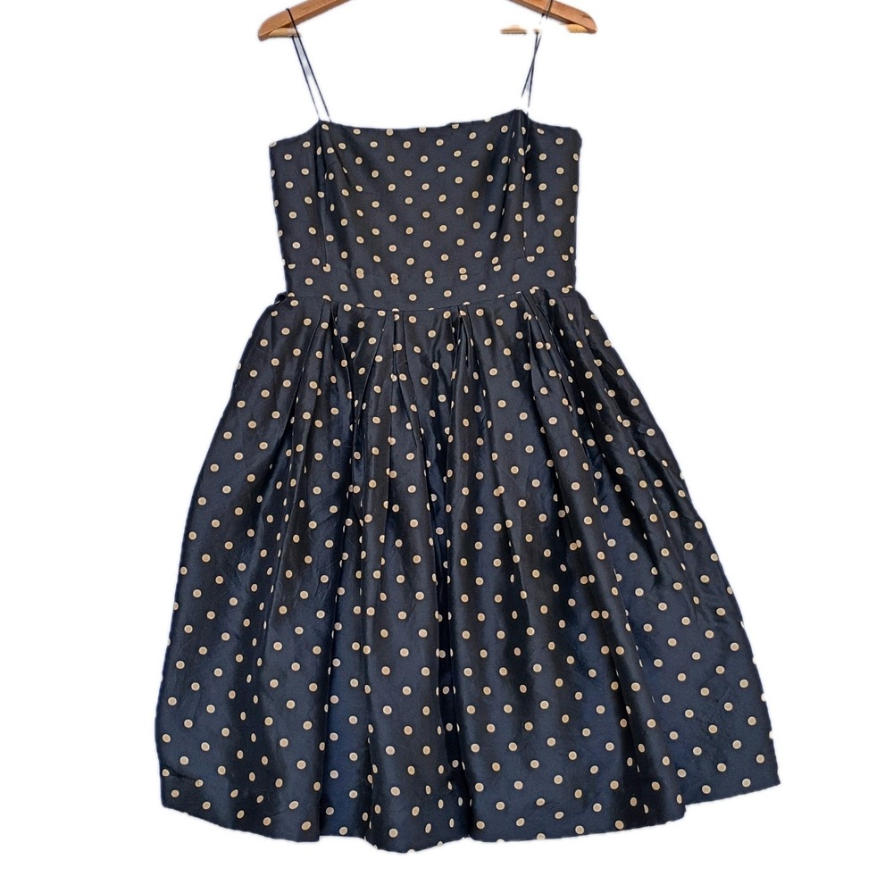 Lauren Ralph Lauren Silk Black Gold Polka Dot Dress Sleeveless Size 6